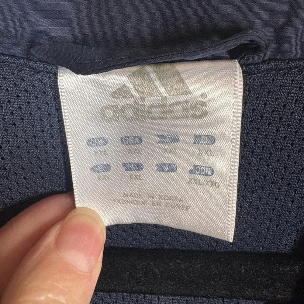 Vtg Adidas+Notre Dame Mens‎ Climalite Nylon Windbreaker Pullover XXL Navy FLAW